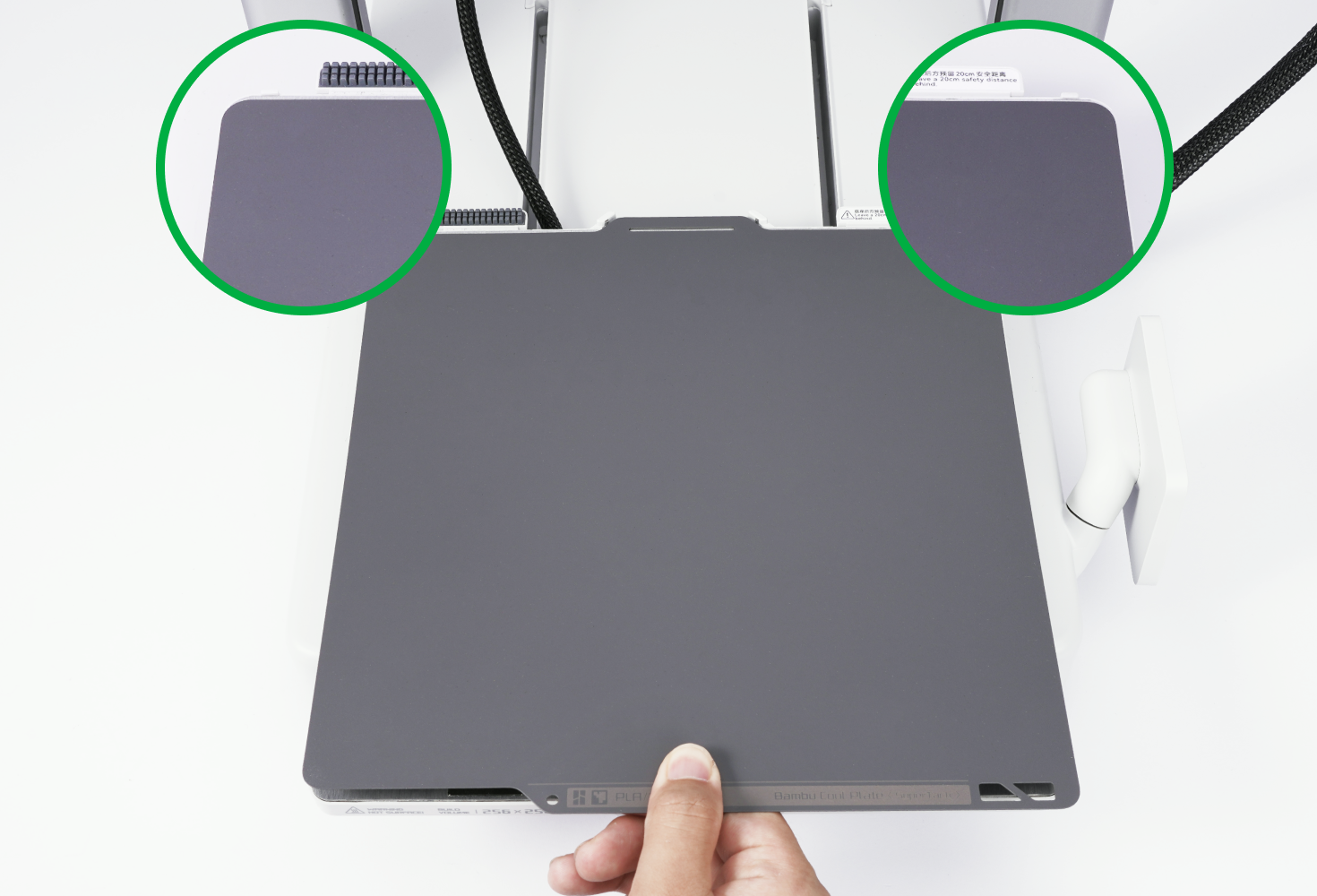 Step 1: Align the plate with the fixed points of the platform with the name of the plate facing you