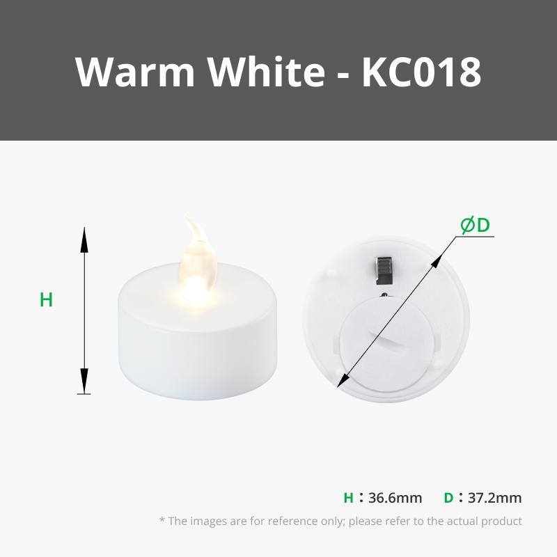 D37.2x36.6mm LED Flame Tea Light Candle Set (12pcs) | Bambu Lab UK