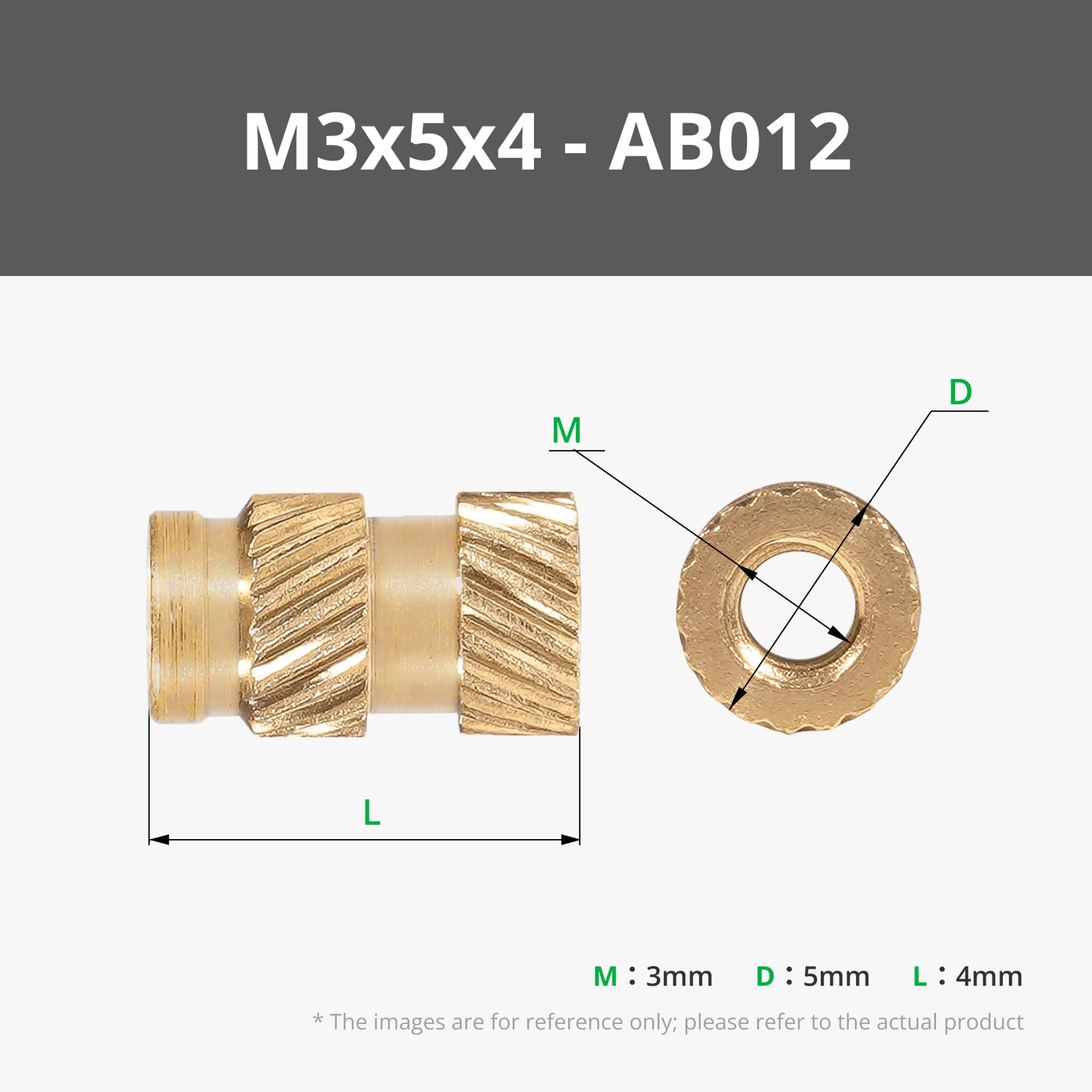Round Threaded Brass Heat-Insert Nut