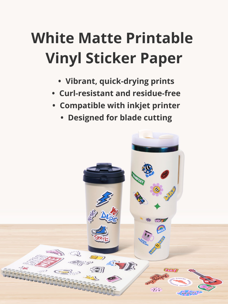 White Matte Printable Vinyl Sticker Paper (25PCS) | Bambu Lab US Store