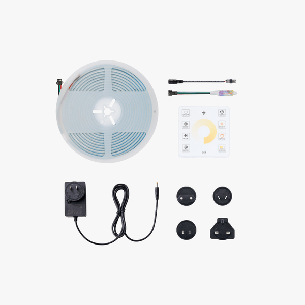 White CCT Tunable COB LED Strip Light Combo Kit