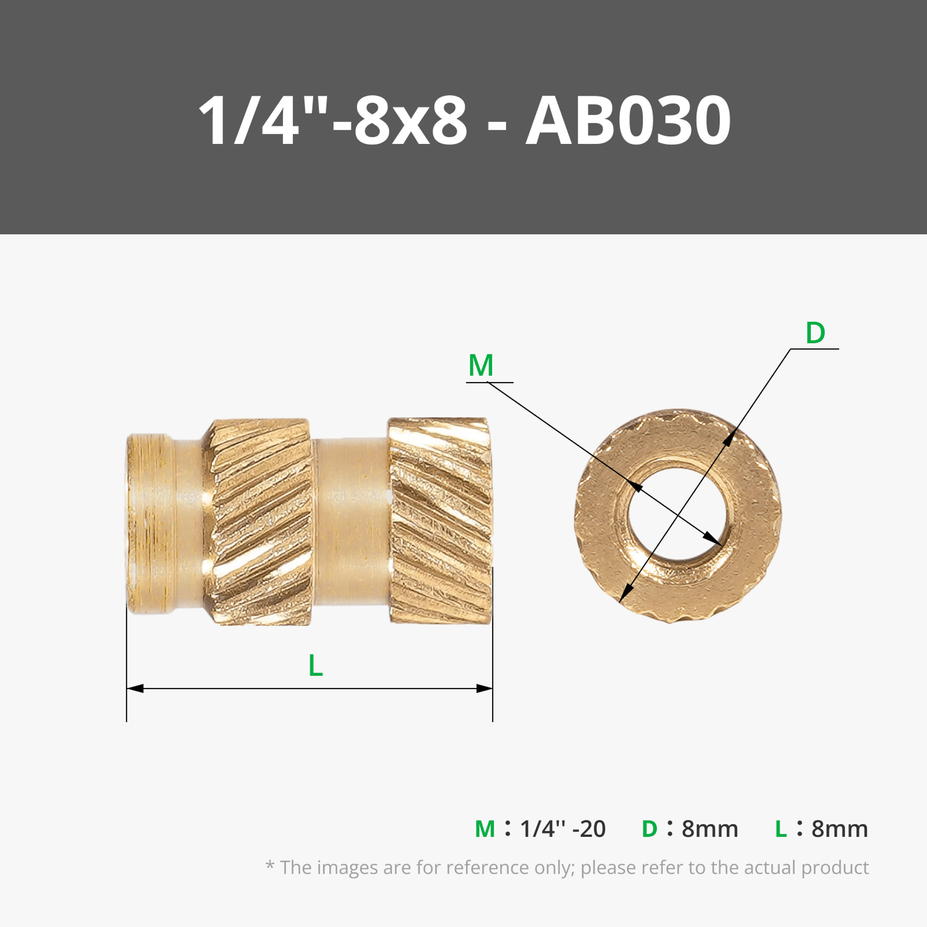 Round Threaded Brass Heat-Insert Nut
