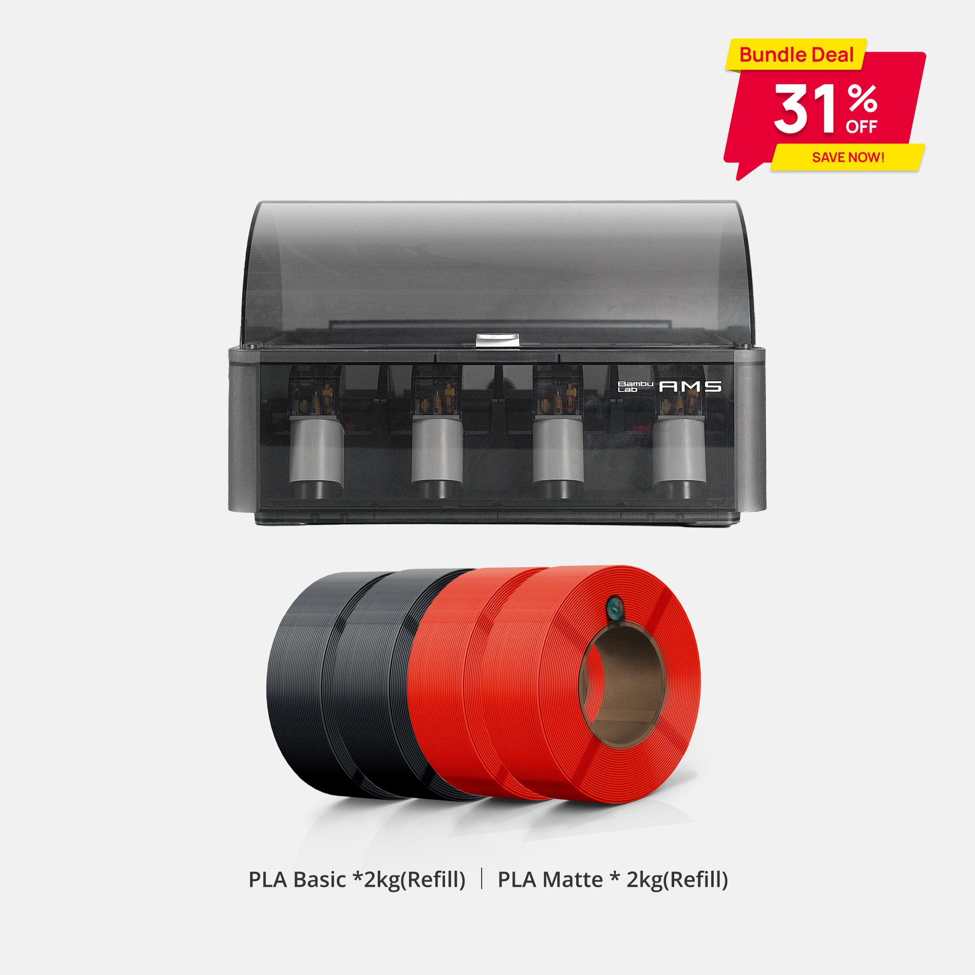 Bambu Lab AMS + 4 rolls of filaments bundle