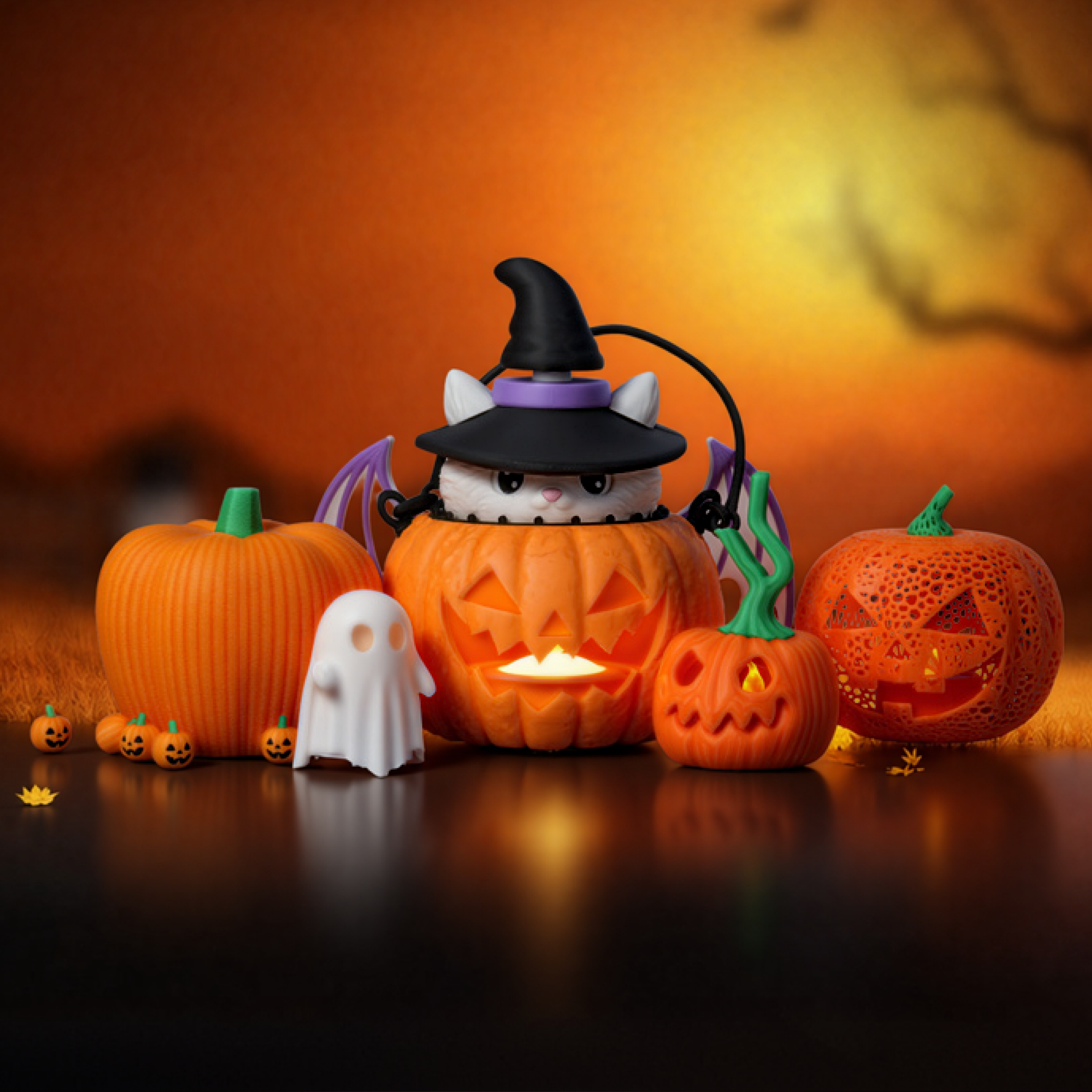 ハロウィン Jack-o'-lantern Abalone DA-11OG Halloween Special Bundle - Pumpkin Family | Bambu Lab Store CA