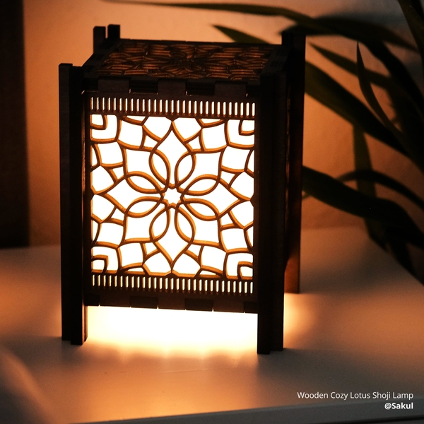Wooden Cozy Lotus Shoji Lamp