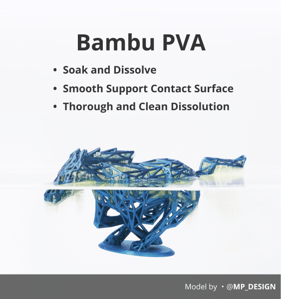 Bambu Lab PVA 水溶性サポート材-フィラメント｜簡単に高品質3D