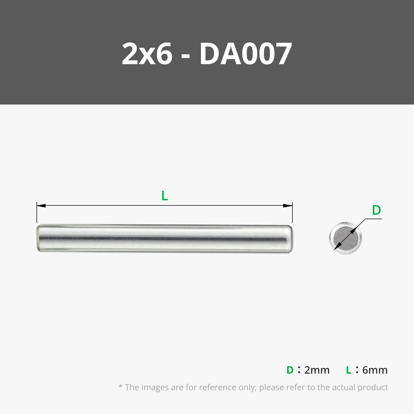 2x6 mm Stainless Steel Dowel Pins (20PCS) - DA007