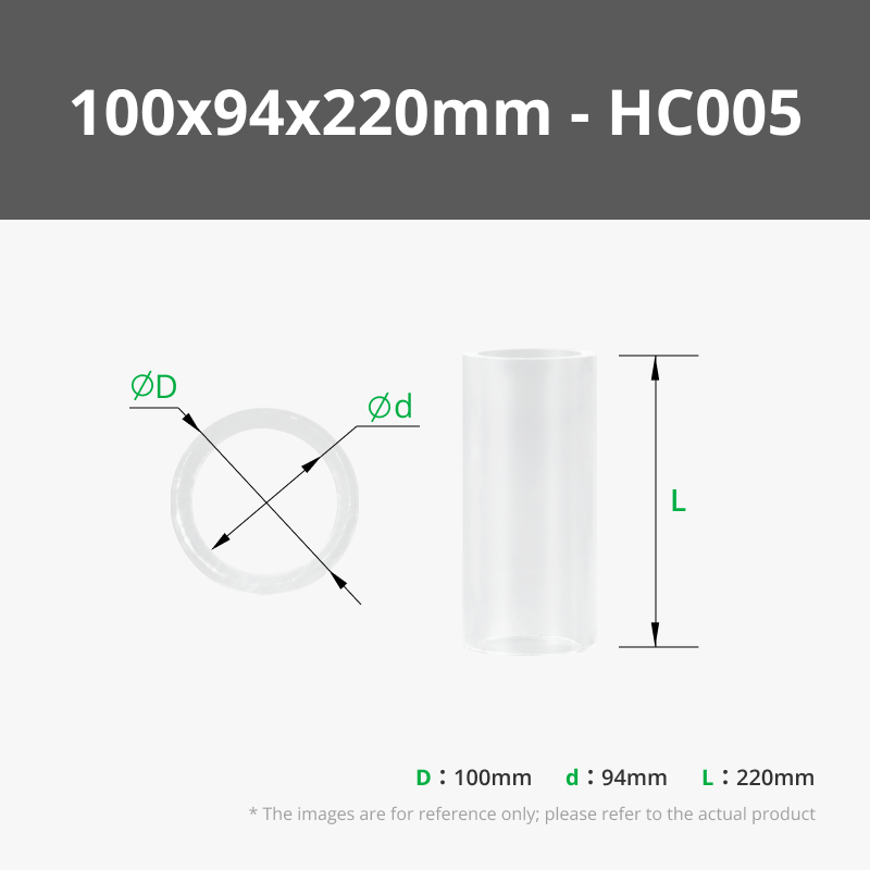 100x94x220 mm Clear Acrylic Rigid Round Tube (1pcs) - HC005