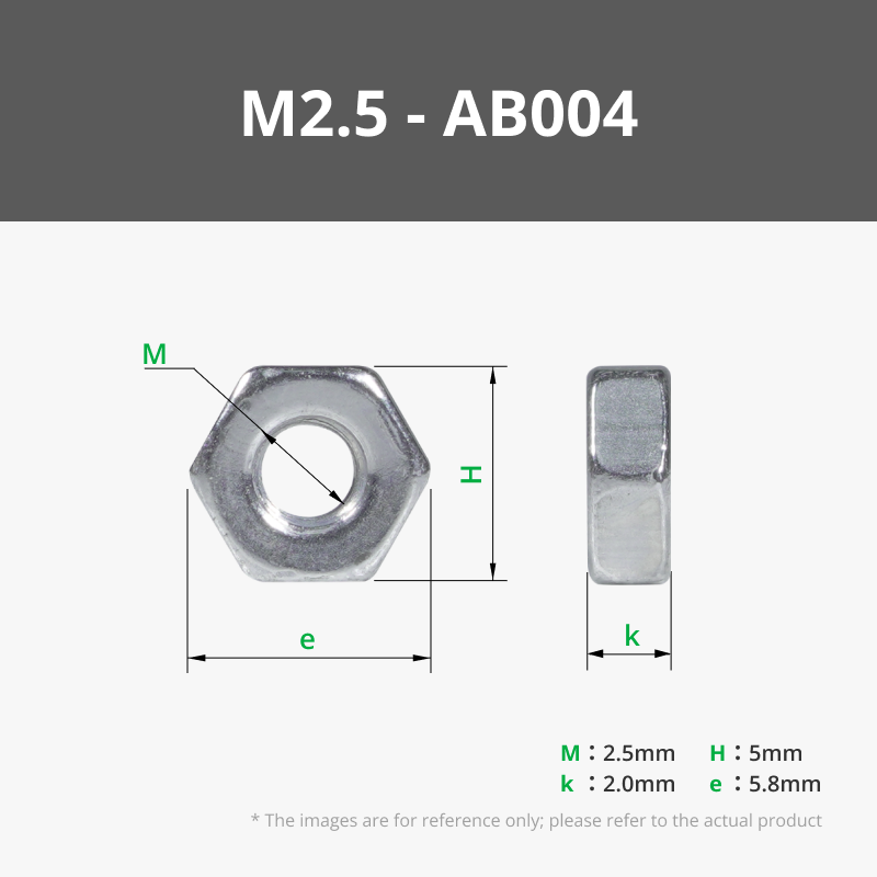 M2.5 Carbon Steel Hex Nut (20PCS) - AB004