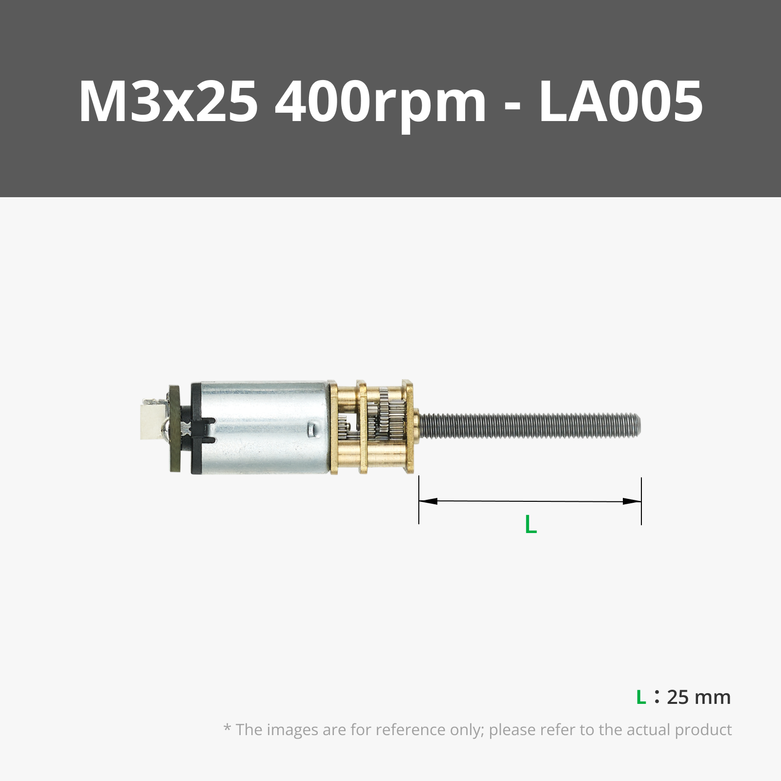 N20 M3x25 Threaded Shaft 400rpm (1PCS) - LA005