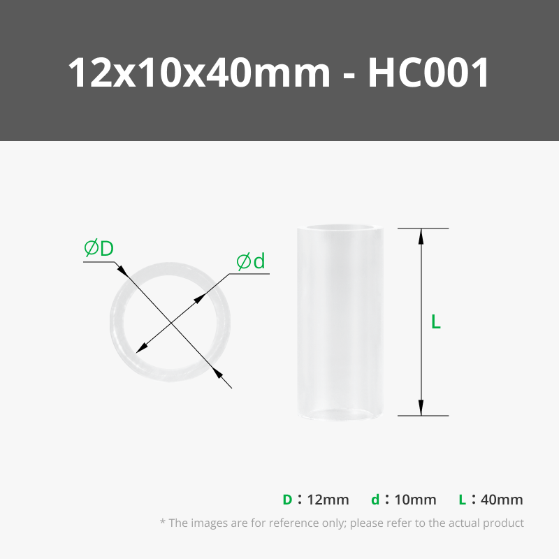 12x10x40 mm Clear Acrylic Rigid Round Tube (4pcs) - HC001