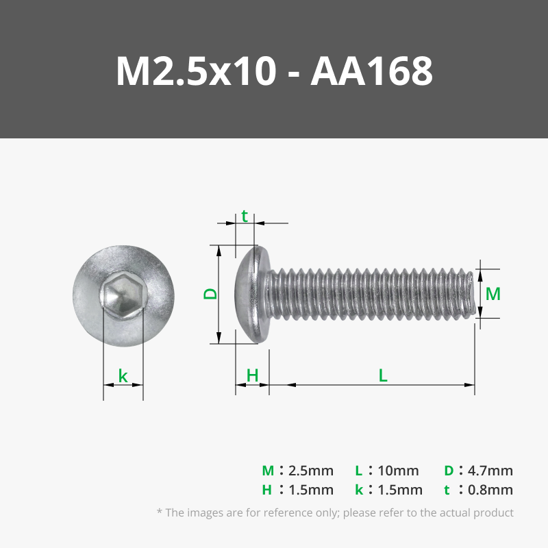 M2.5x10 BHCS Machine Screw (20PCS) - AA168