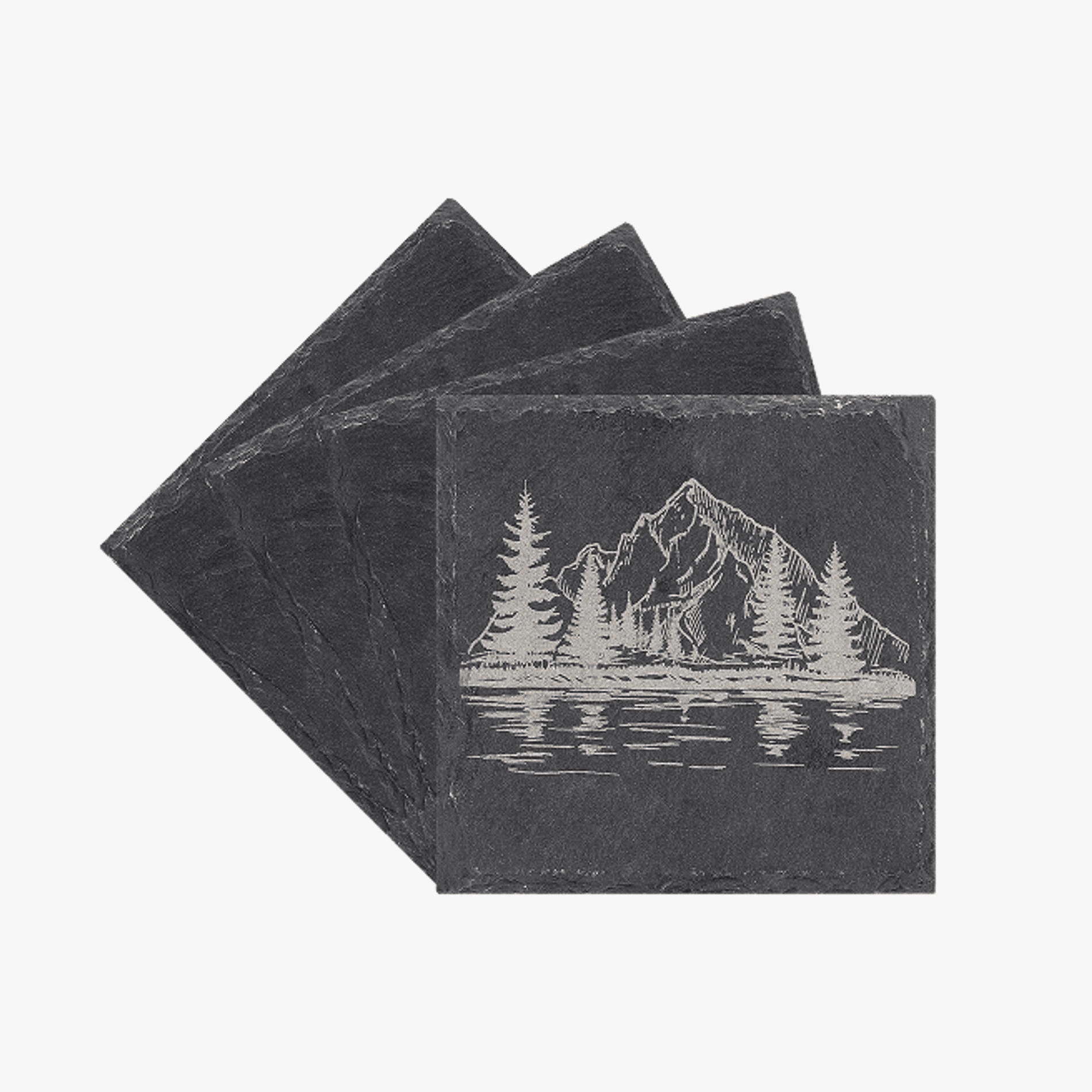 Black Square Stone Slate Coasters (4pcs) | Bambu Lab US Store