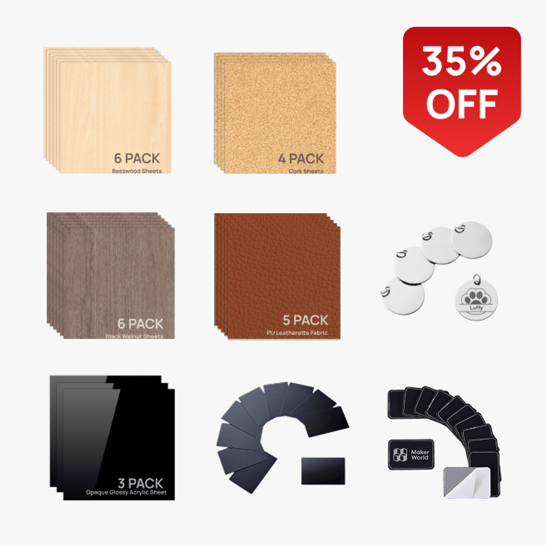 Laser Material Kit – Starter Pack（49 pcs） | Bambu Lab US Store