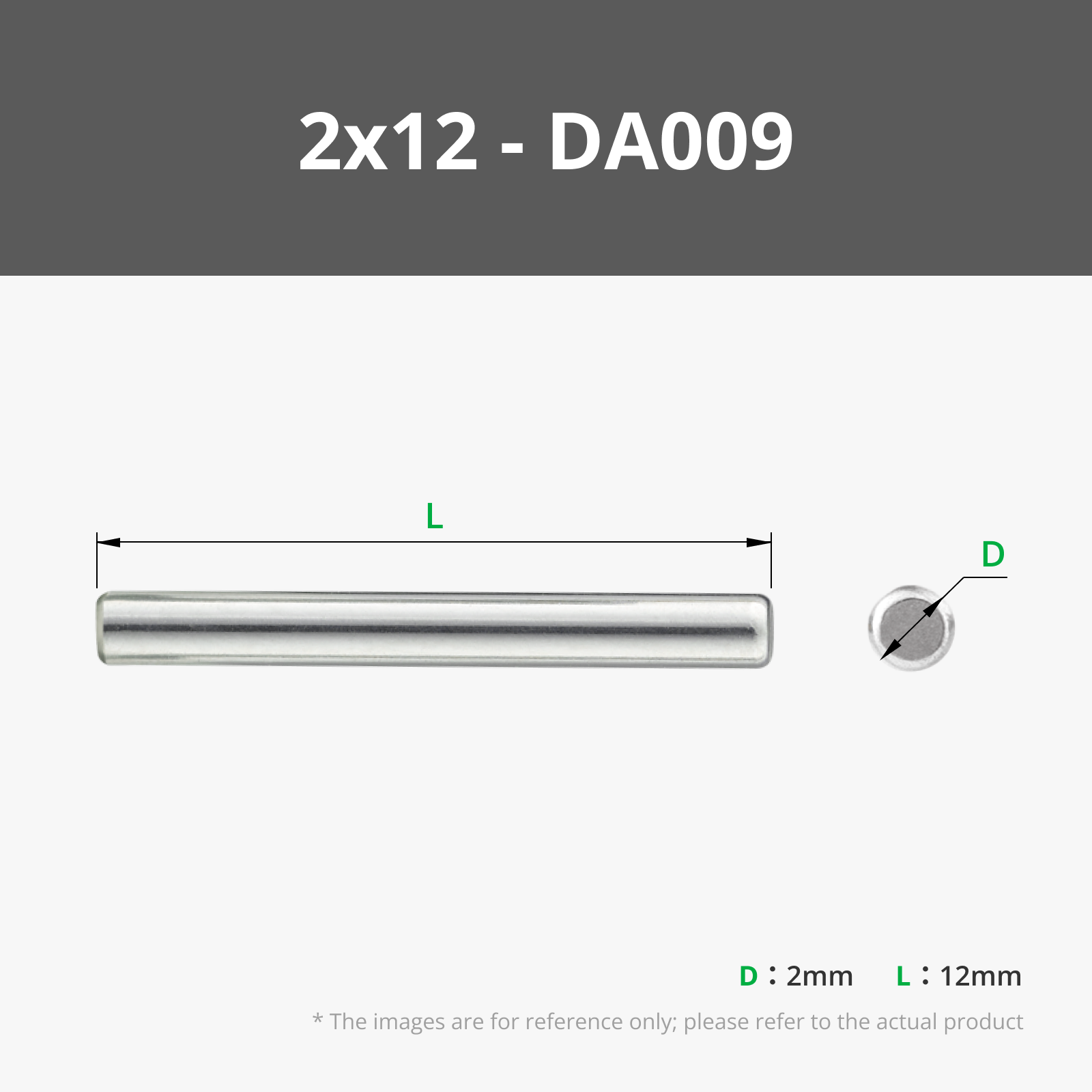 2x12 mm Stainless Steel Dowel Pins (20PCS) - DA009