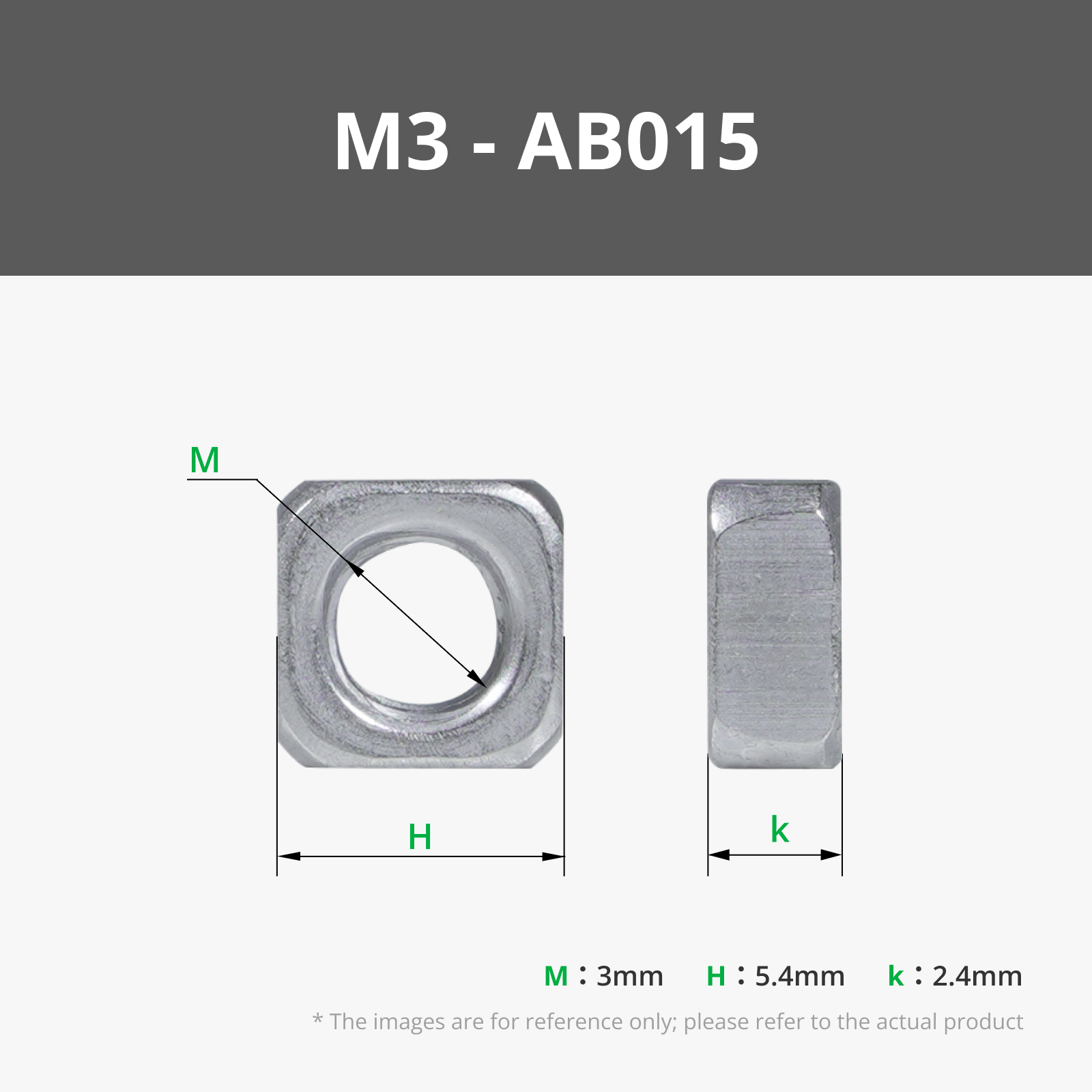 M3 Carbon Steel Square Nut (20PCS) - AB015