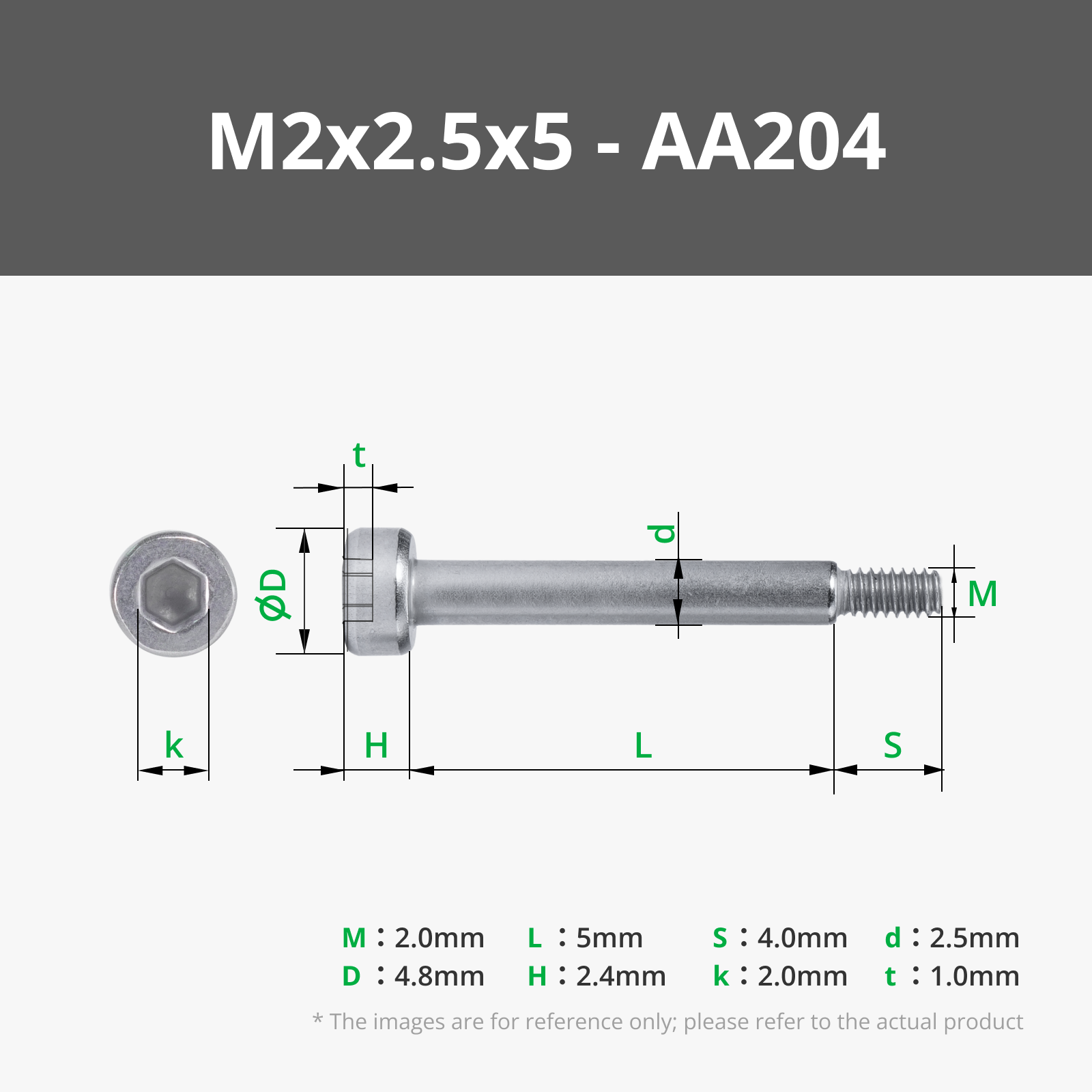 M2x2.5x5 SHSS Machine Screw (20PCS) - AA204