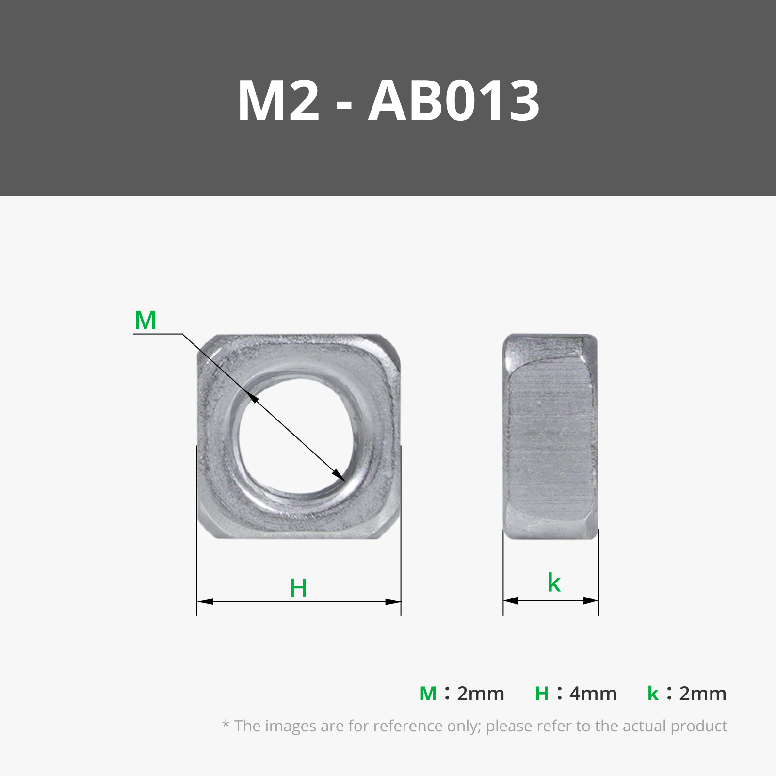 M2 Carbon Steel Square Nut (20PCS) - AB013