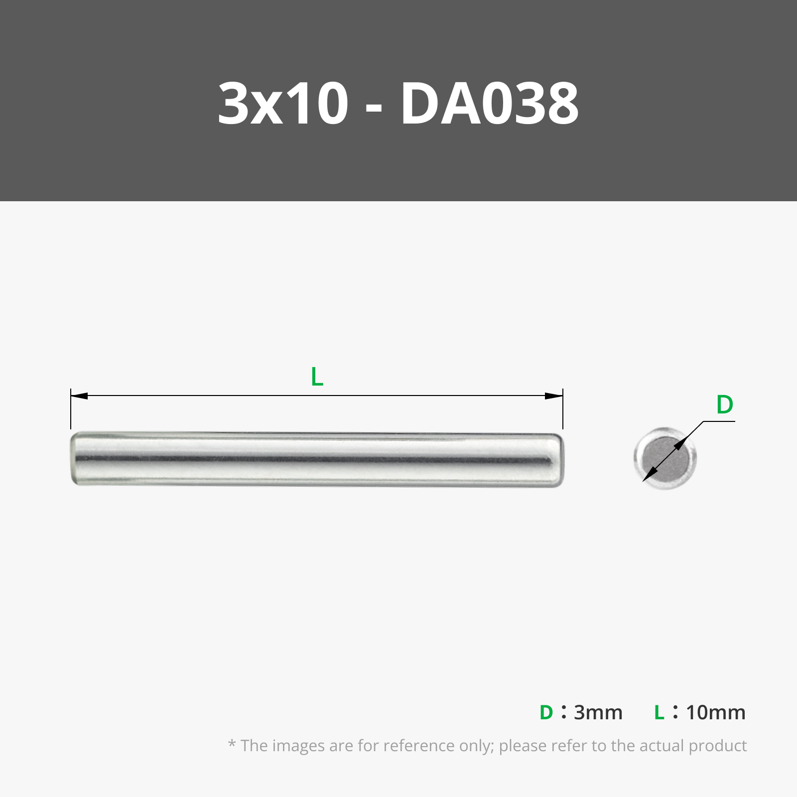 3x10 mm Stainless Steel Dowel Pins (20PCS) - DA038