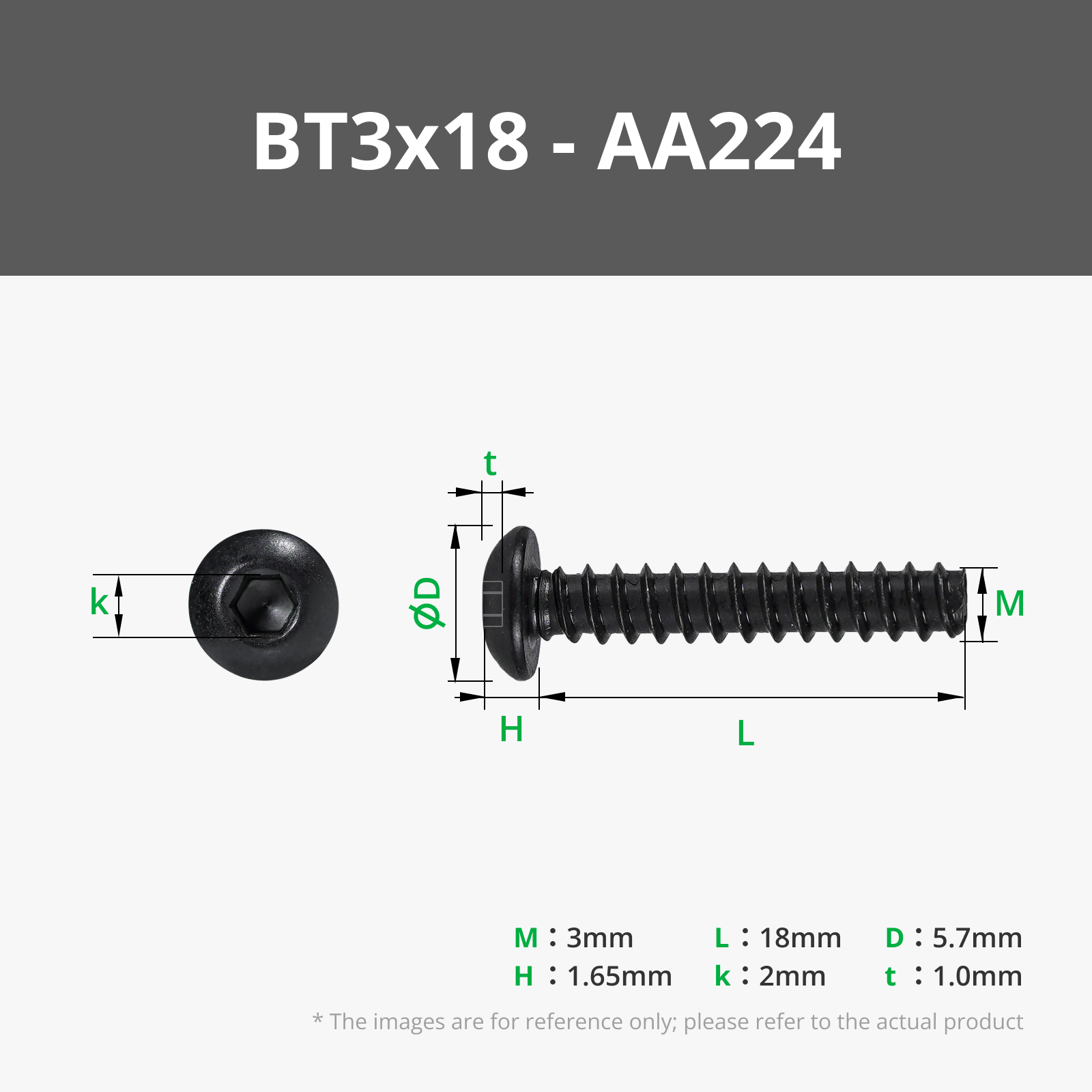 BT3x18 BHCS Self Tapping Screw (10PCS) - AA224