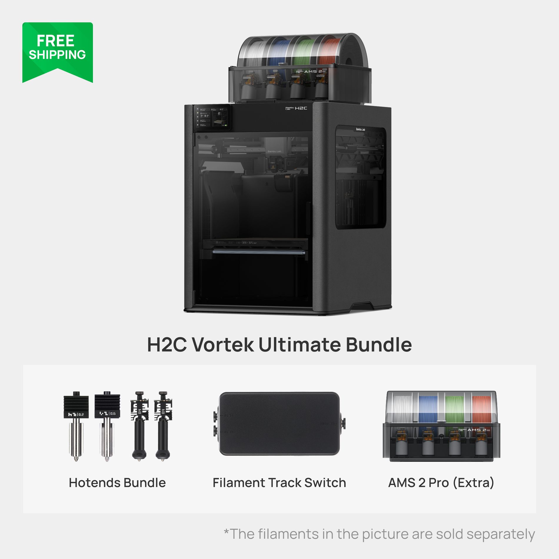 Buy Bambu Lab H2C: Vortek Multi-Material 3D Printer | Bambu Lab US