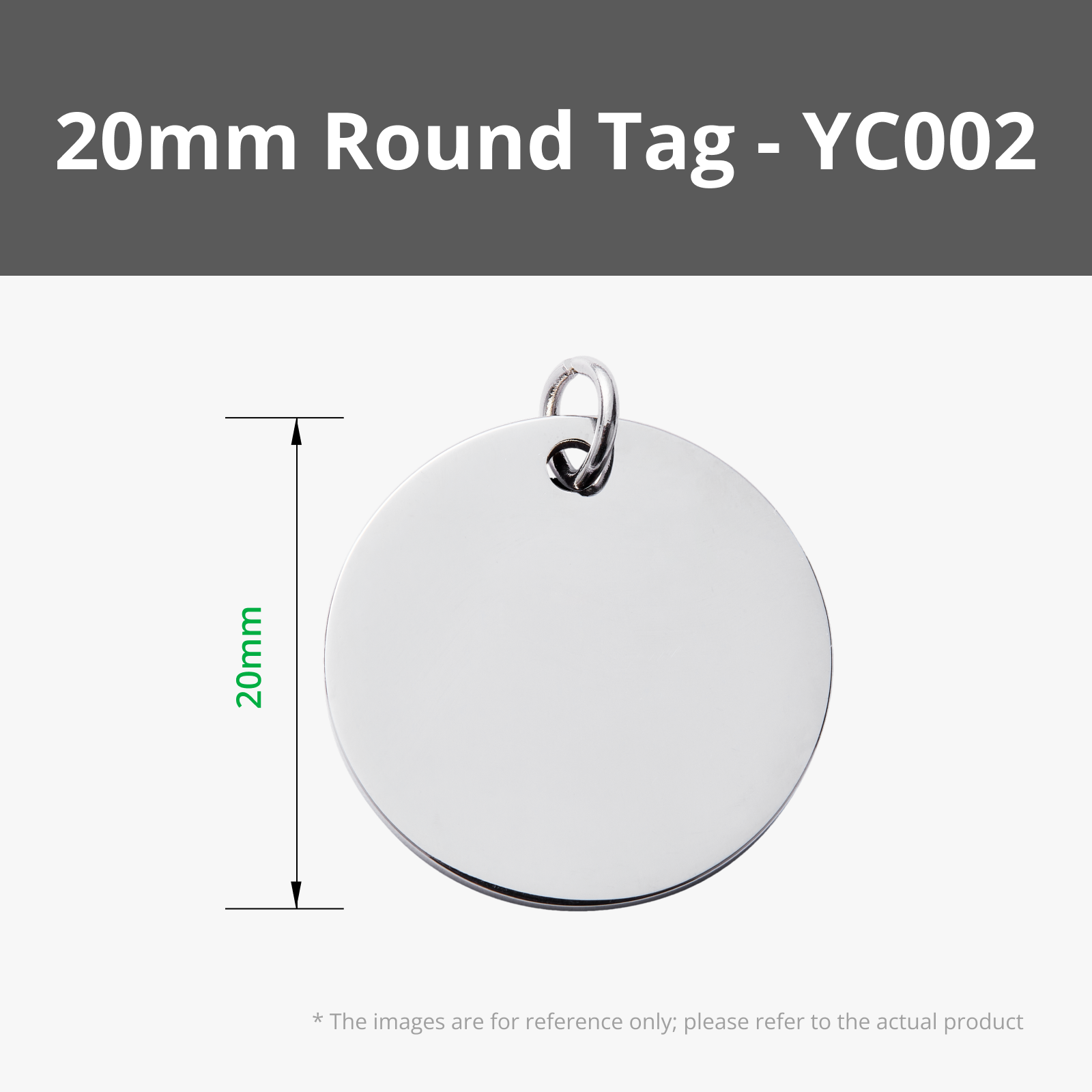 20mm Round Stainless Steel Tag (5pcs) - YC002 / Laser Engraving