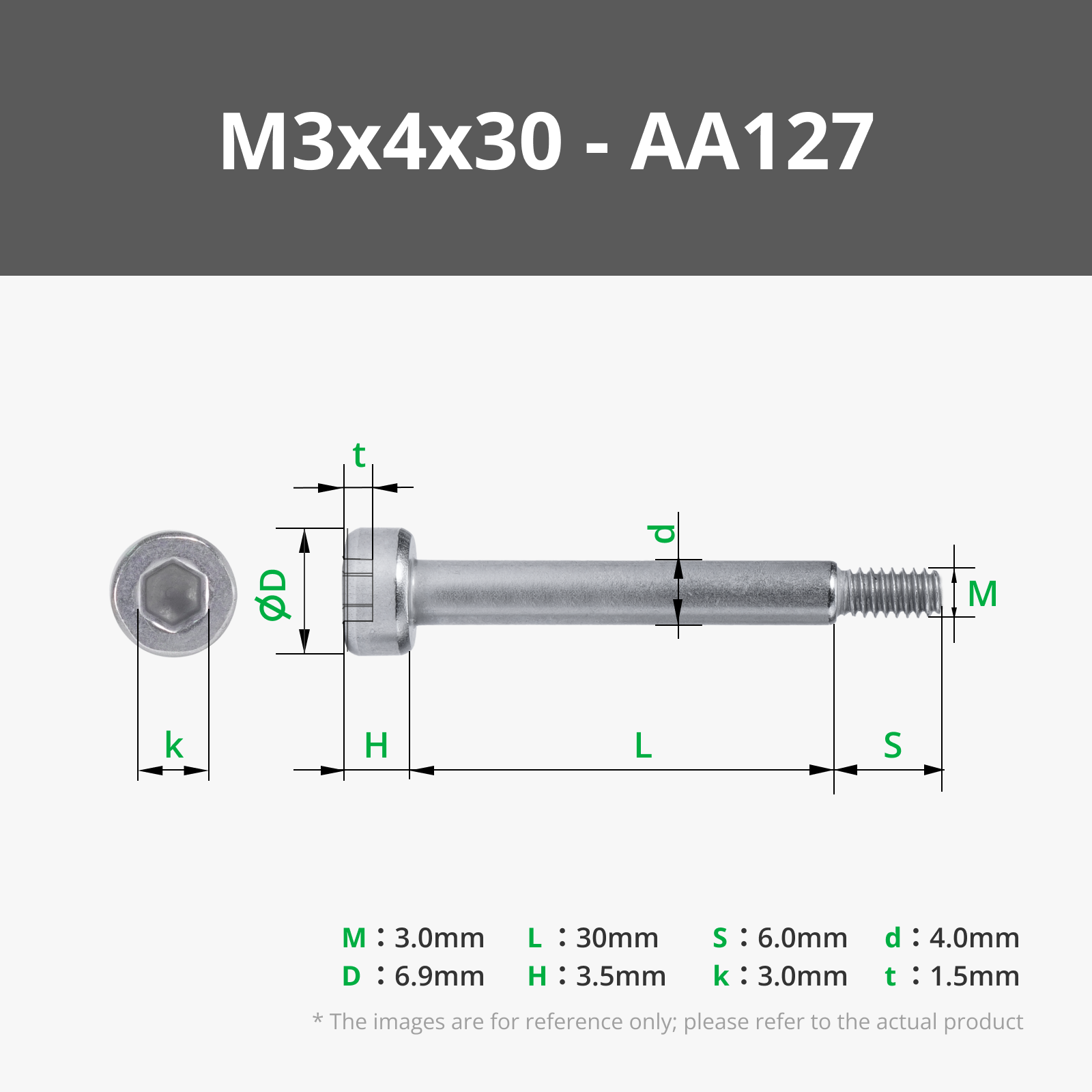 M3x4x30 (5PCS) - AA127