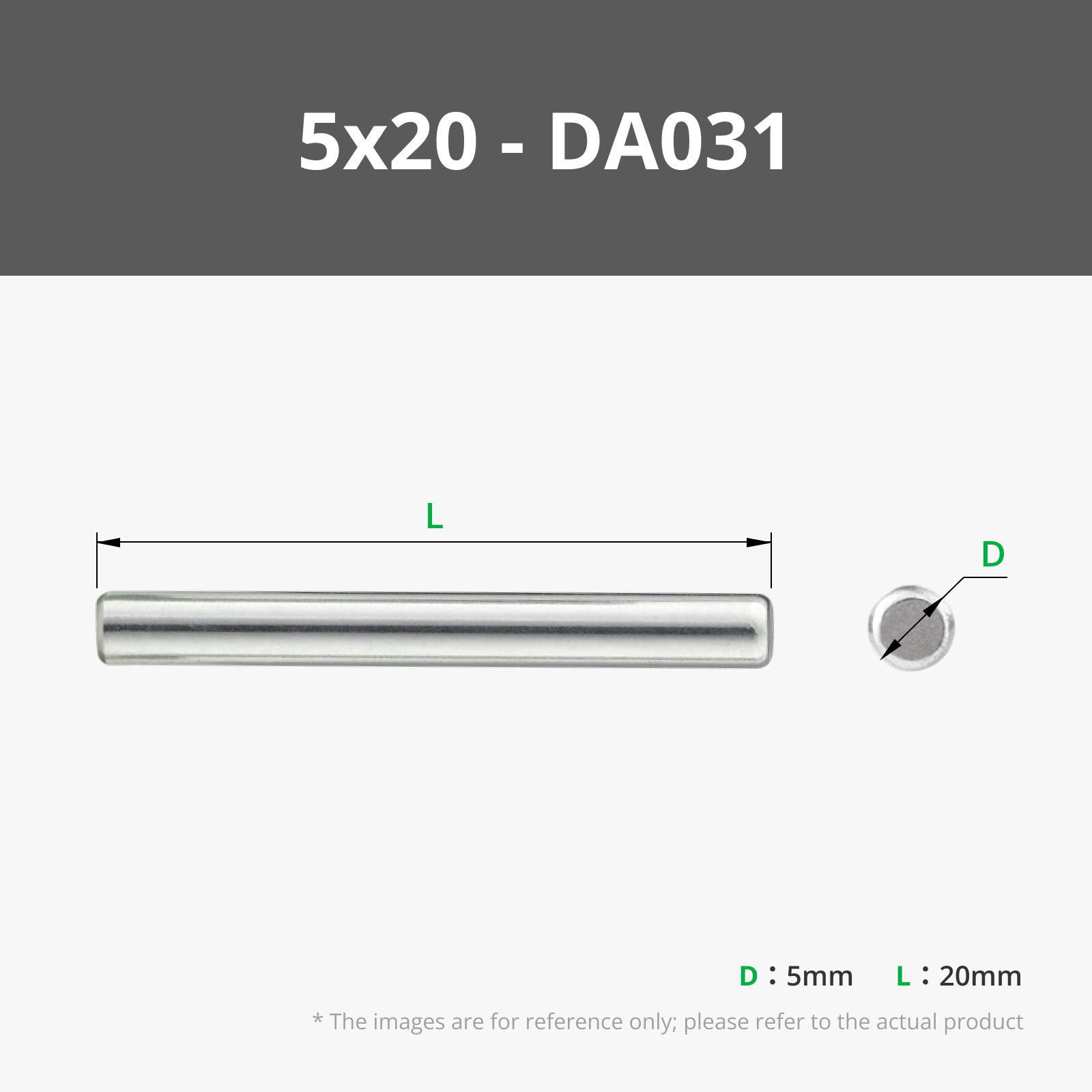 5x20 mm Stainless Steel Dowel Pins (5PCS) - DA031