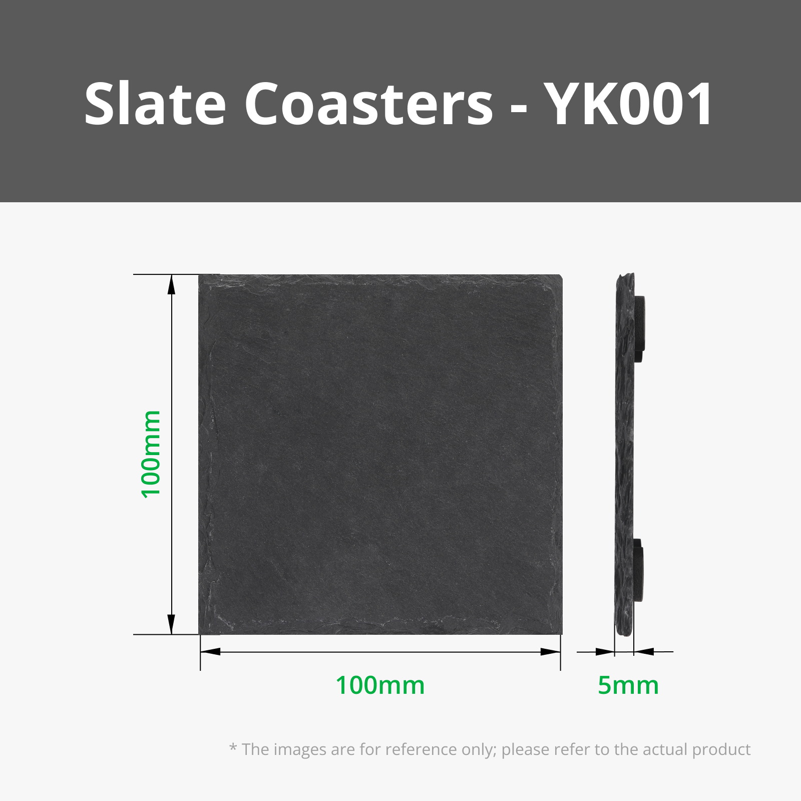 Black Square Stone Slate Coasters (4pcs) | Bambu Lab US Store