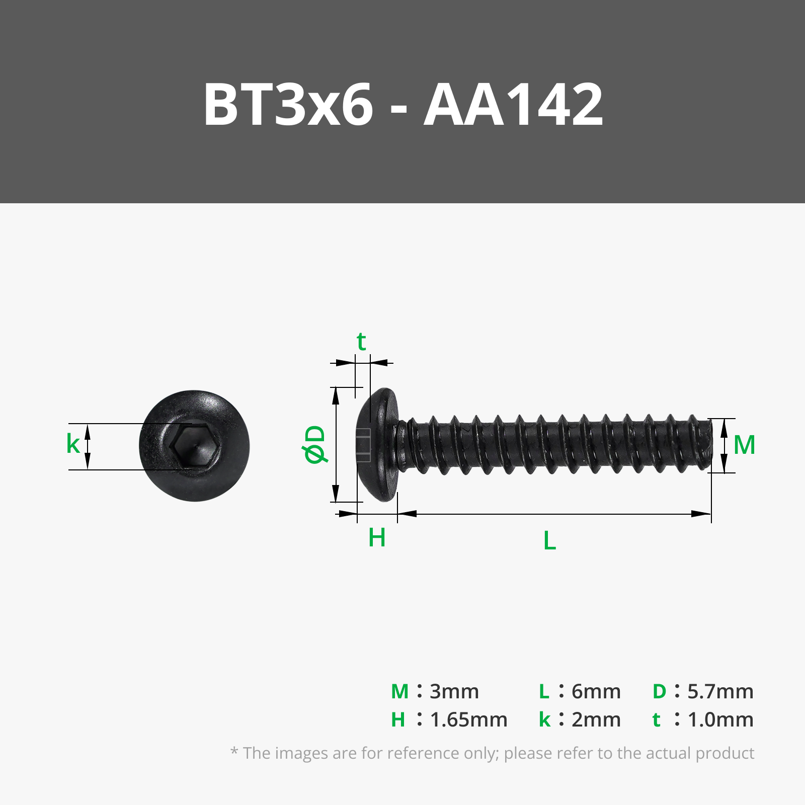 BT3x6 BHCS Self Tapping Screw (20PCS) - AA142