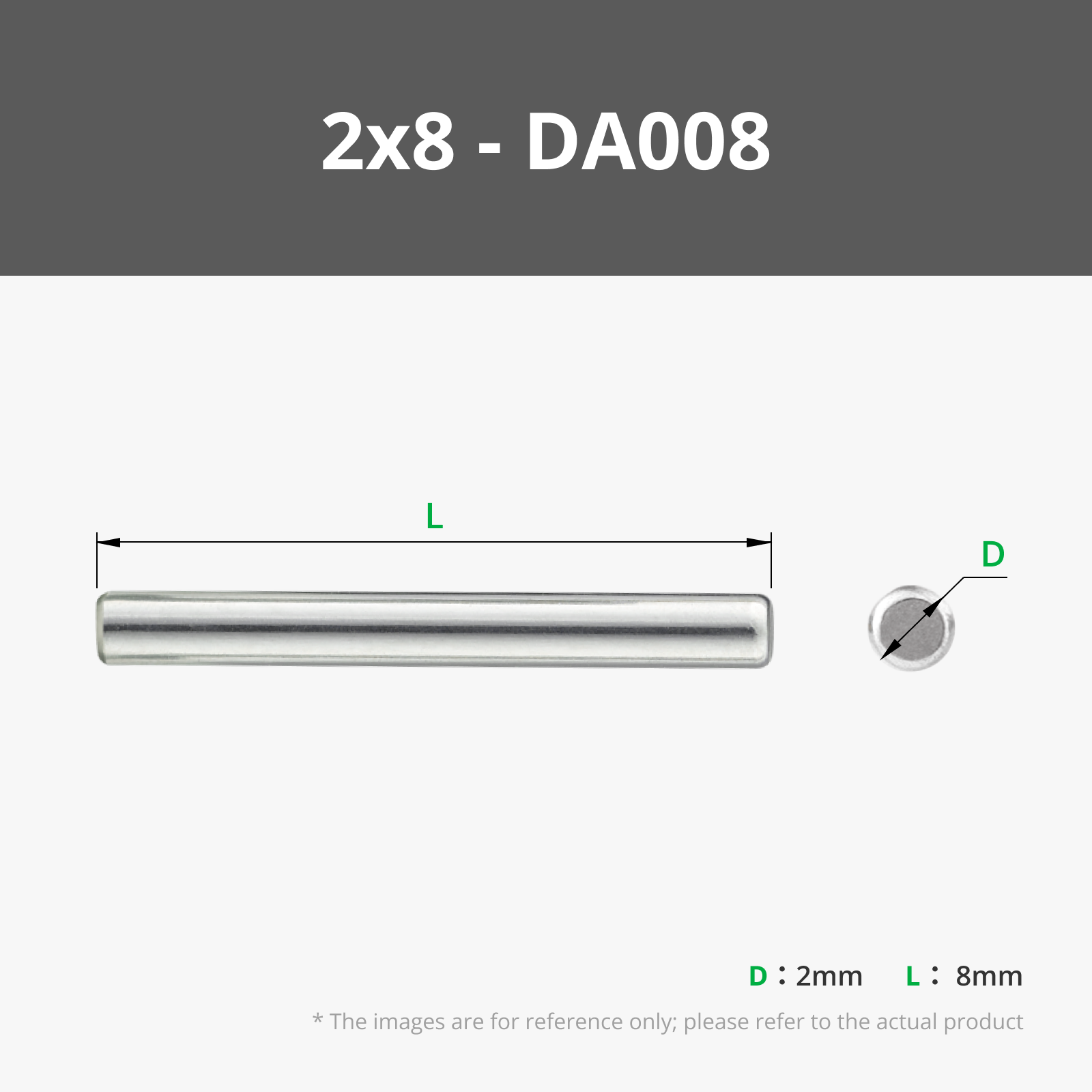 2x8 mm Stainless Steel Dowel Pins (20PCS) - DA008