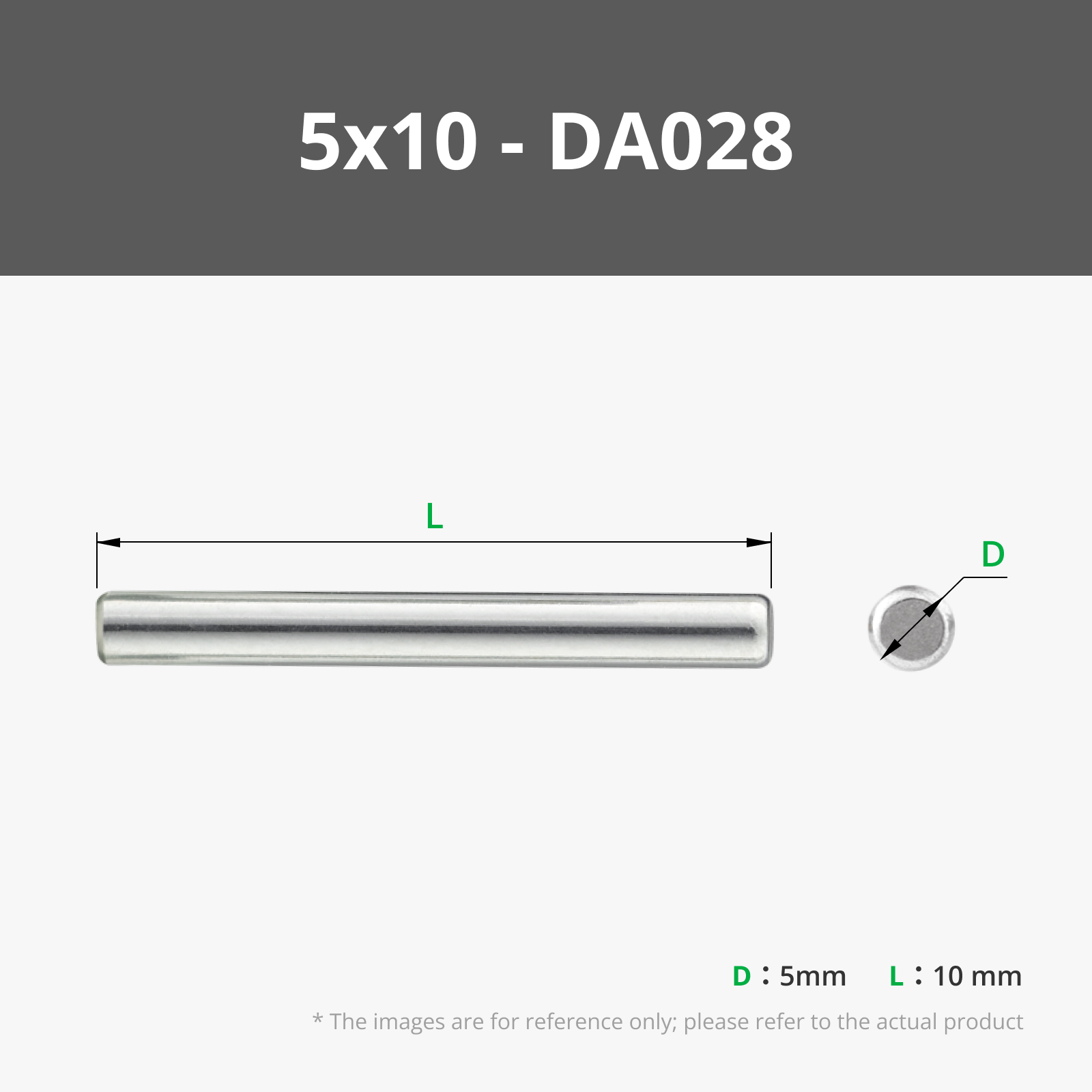 5x10 mm Stainless Steel Dowel Pins (10PCS) - DA028