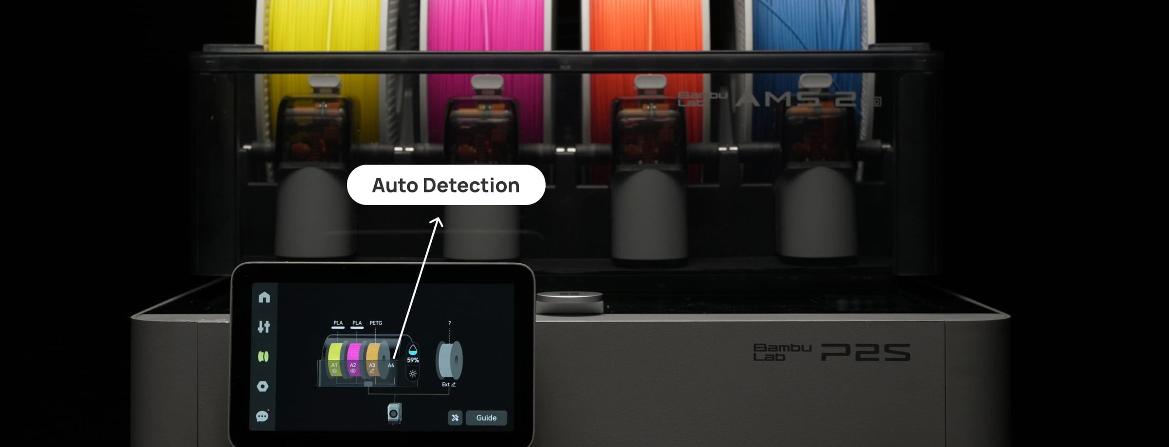 All printing parameters are embedded in RFID, which can be read through our AMS (Automatic Material System).