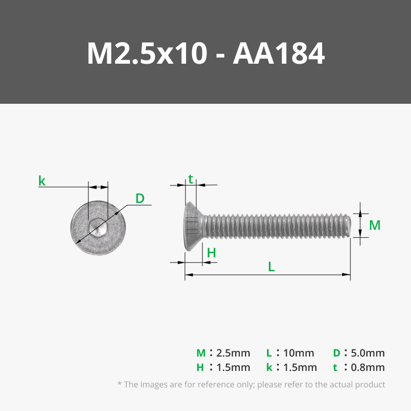 M2.5x10 FHCS Machine Screw (20PCS) - AA184