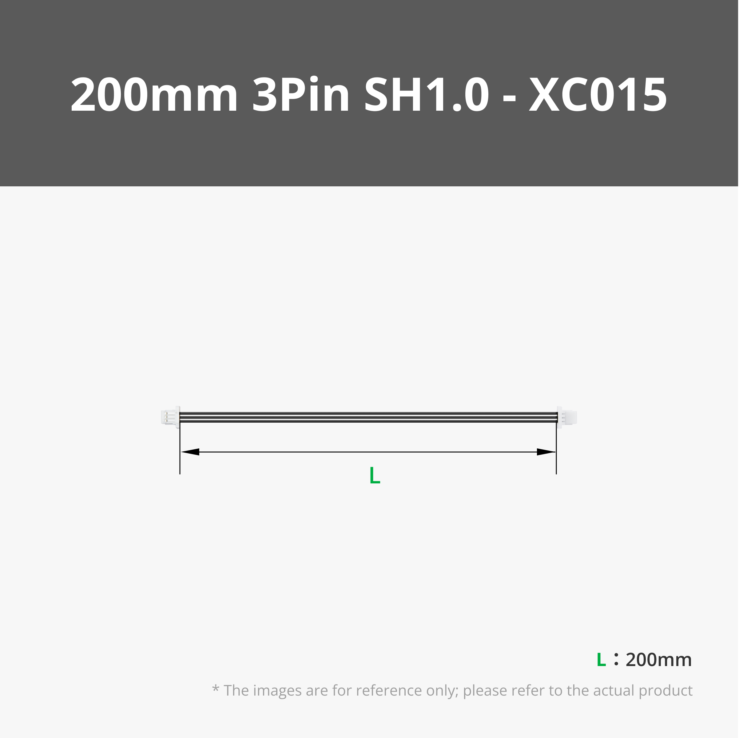 200mm Wire with 3Pin SH1.0 Connectors (2PCS) - XC015