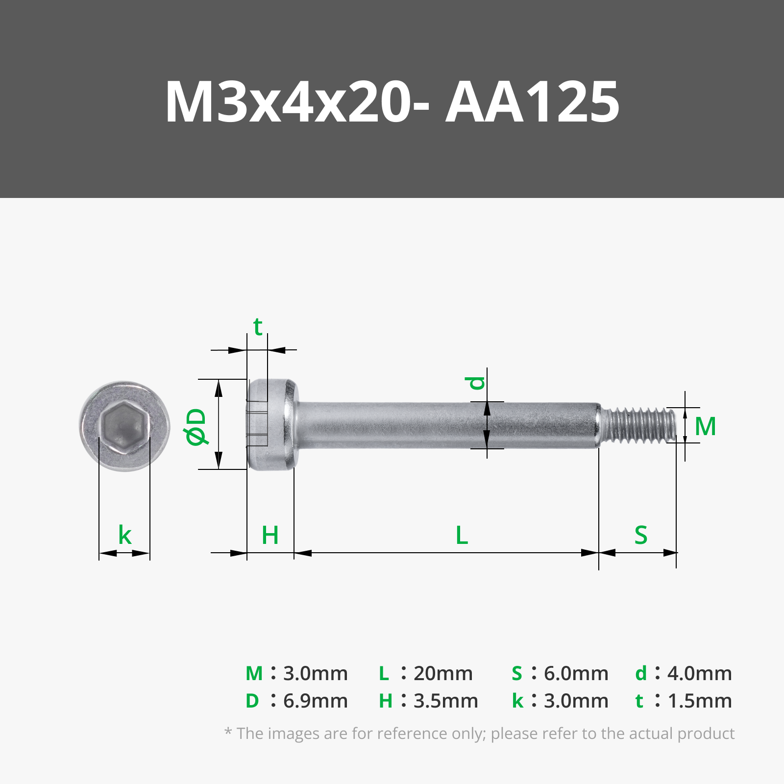 M3x4x20 (5PCS) - AA125