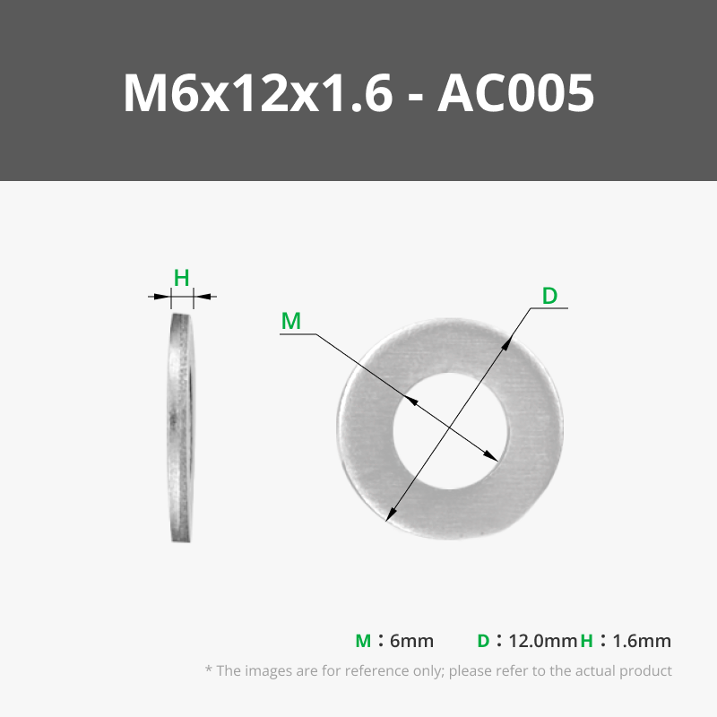 M6x12x1.6 Carbon Steel Flat Washer (10PCS) - AC005